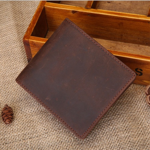Cross-border foreign trade men's wallet mad horse leather genuine leather men's business short wallet top grain leather widened wallet 