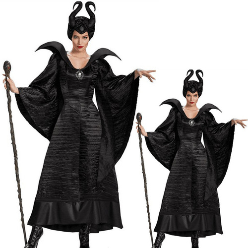 Movie Same Style Maleficent Adult Black Witch Halloween Party Performance Costume Export Game Uniform