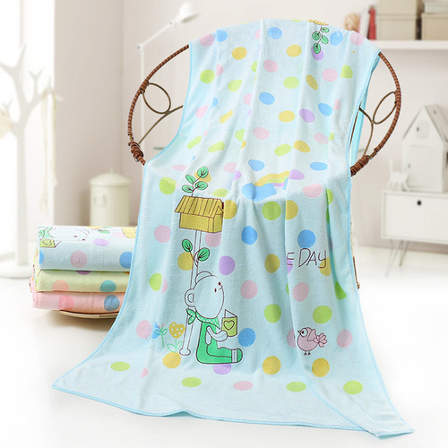 Microfiber cartoon printed bath towel absorbent children's large towel bath wrap quick dry beach towel wholesale factory