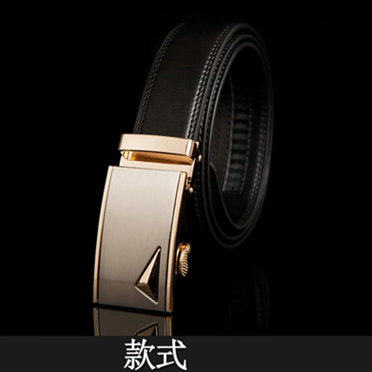 Men’s genuine leather ratchet belt, two‑layer cowhide, adjustable 110–125 cm