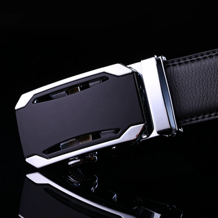 Men’s genuine leather ratchet belt, two‑layer cowhide, adjustable 110–125 cm