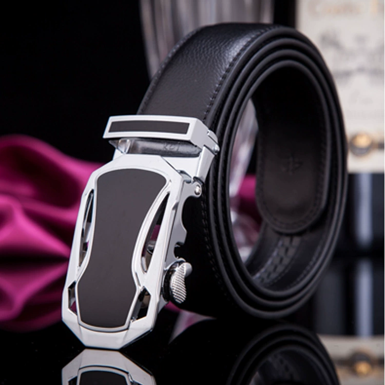 Men’s genuine leather ratchet belt, two‑layer cowhide, adjustable 110–125 cm