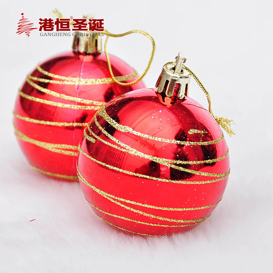 Suministros de decoración de Navidad Bola de Navidad 6cm caliente rayas plateadas pintadas Bola de Navidad decoración del árbol de Navidad Bola Colgante