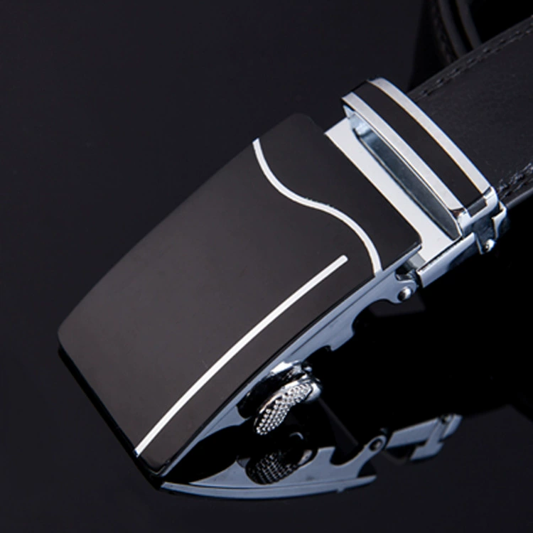 Men’s genuine leather ratchet belt, two‑layer cowhide, adjustable 110–125 cm
