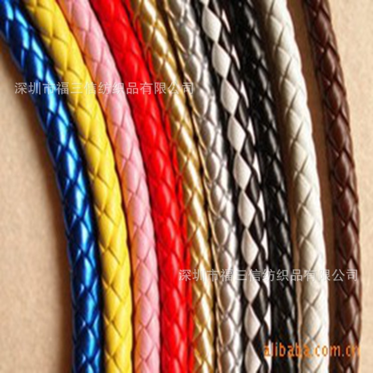 厂家供应PU皮编织绳牛皮绳手链真羊皮鹿皮绳车缝皮绳圆扁皮绳绒皮