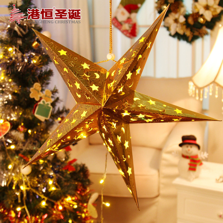 Hong Kong Heng decoraciones de Navidad centro comercial bar techo tridimensional láser Navidad estrella de cinco puntas pantalla estrella de papel adornos