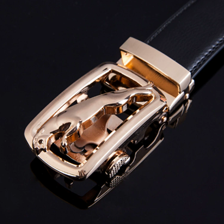 Men’s genuine leather ratchet belt, two‑layer cowhide, adjustable 110–125 cm