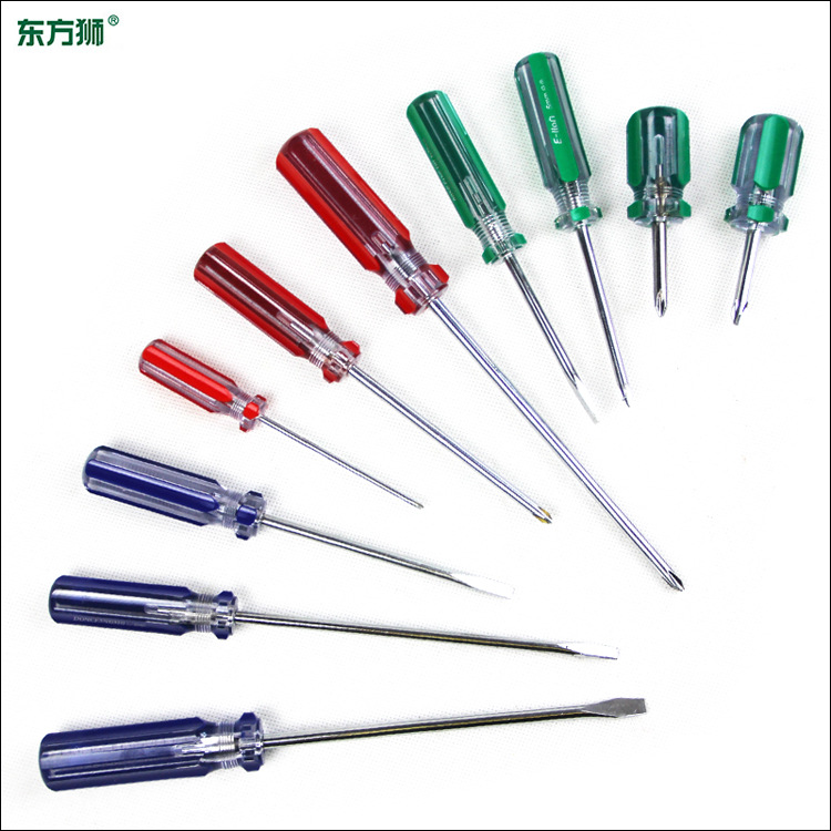 东方狮 透明彩条柄螺丝批 十字一字螺丝批3、5、6mm 十字6x150mm