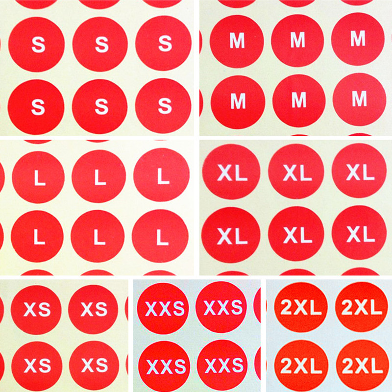 S M L XL-5XL 尺码标签 服装码数贴纸 现做大 中 小号型号标贴纸