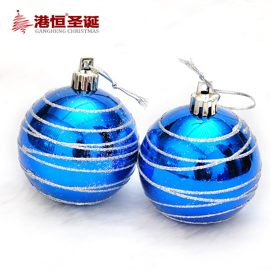 Suministros de decoración de Navidad Bola de Navidad 6cm caliente rayas plateadas pintadas Bola de Navidad decoración del árbol de Navidad Bola Colgante