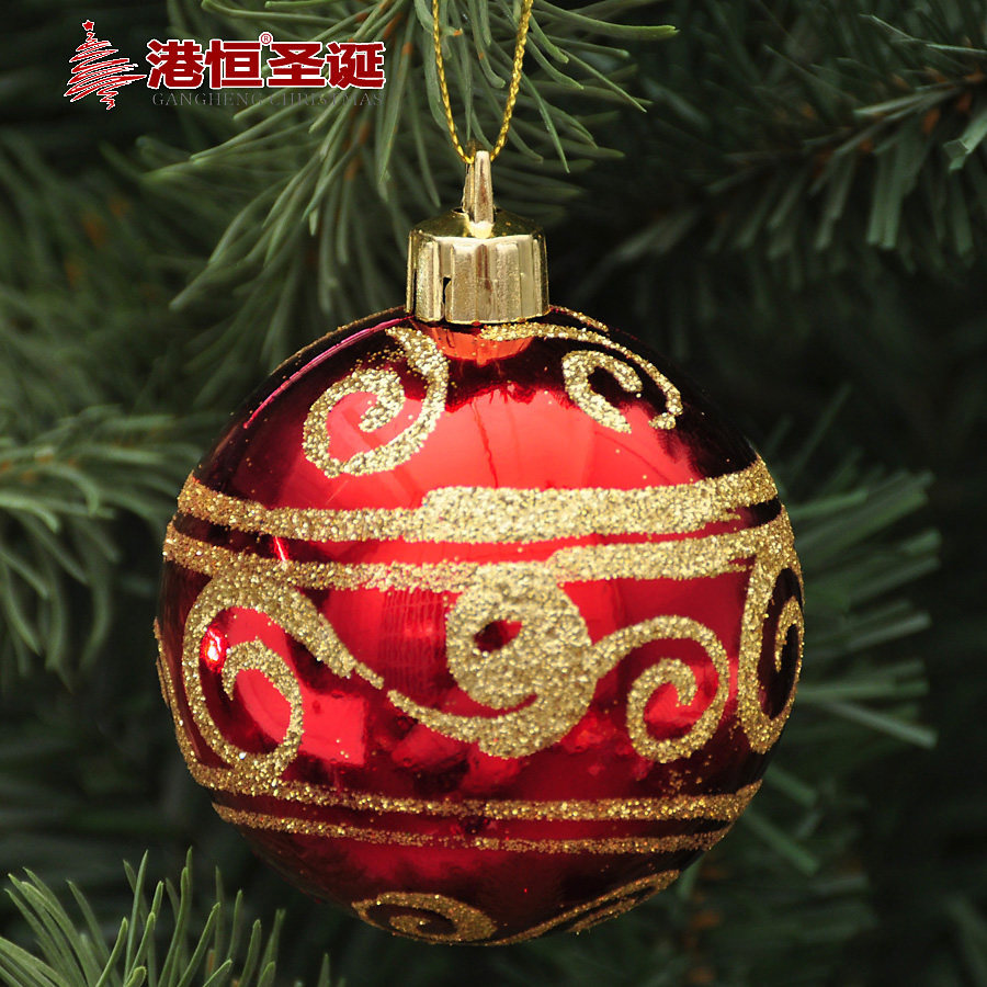 Bolas de Navidad de plástico PVC, paquete de 6, suministros de decoración para fiestas de árbol de Navidad, adornos colgantes pintados, bolas colgantes, decoraciones colgantes, venta al por mayor.