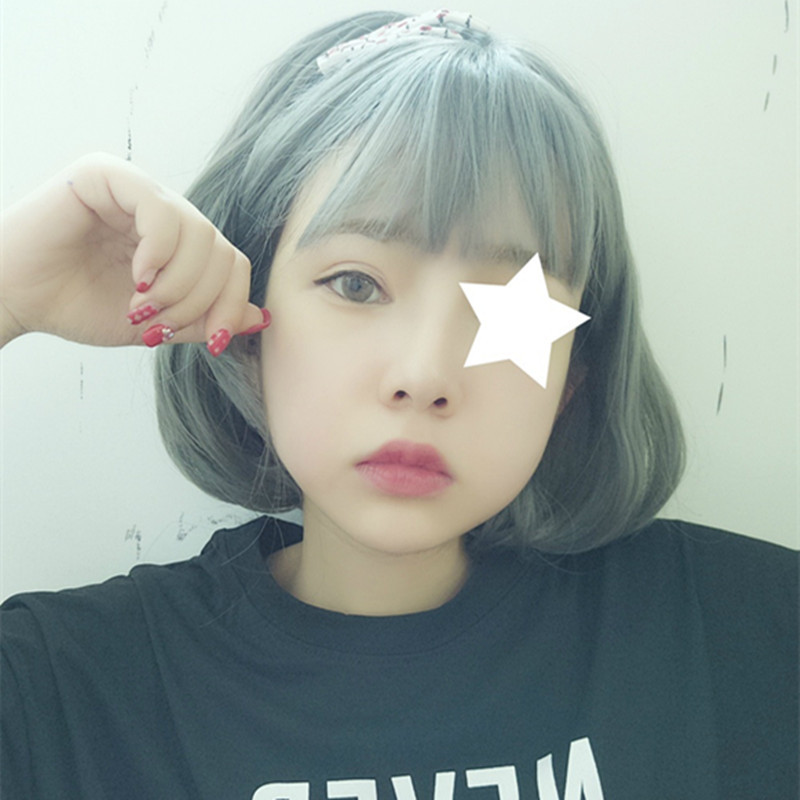 Factory wholesale supply South Korea air bangs women's short hair bobo head micro roll cos animation chemical fiber wig head cover