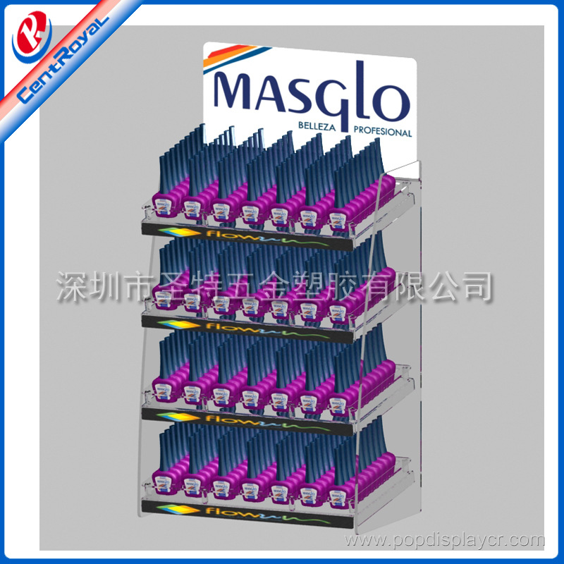 亚克力指甲油4层展示架 可定 制有机玻璃化妆品展示架