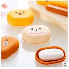 Directly supplied from the manufacturer, creative travel fashionable portable soap box with lid, cartoon Rilakkuma leak-proof storage soap box
