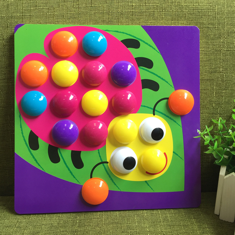 Rompecabezas de botones para niños transfronterizos Rompecabezas de bebé Rompecabezas de color de uñas de hongo Jardín de infantes Iluminación cognitiva Juguetes de educación temprana