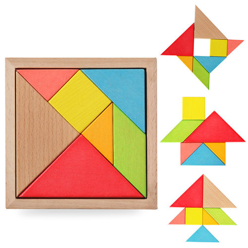 Intelligence Development Toy Colorful Small Tangram Puzzle Building Block Shape Recognition Assembly Floor Puzzle Game