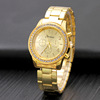 Decorations, golden steel belt, swiss watch, gold watch, diamond encrusted