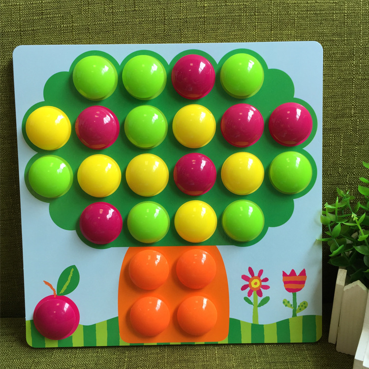 Rompecabezas de botones para niños transfronterizos Rompecabezas de bebé Rompecabezas de color de uñas de hongo Jardín de infantes Iluminación cognitiva Juguetes de educación temprana