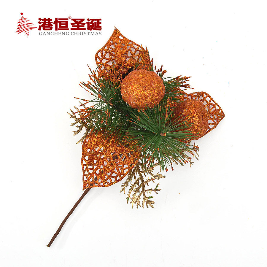Navidad rama arreglo flor 19CM oro y plata rojo Navidad fruta oreja Pino cono aguja hoja decorativa rama arreglo flor