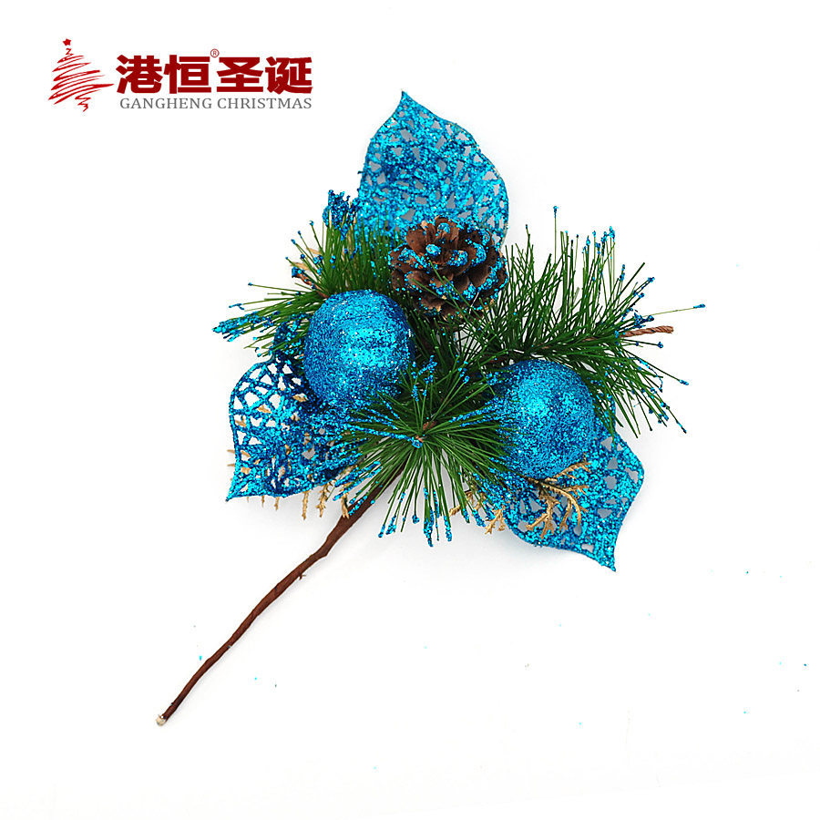 Navidad rama arreglo flor 19CM oro y plata rojo Navidad fruta oreja Pino cono aguja hoja decorativa rama arreglo flor