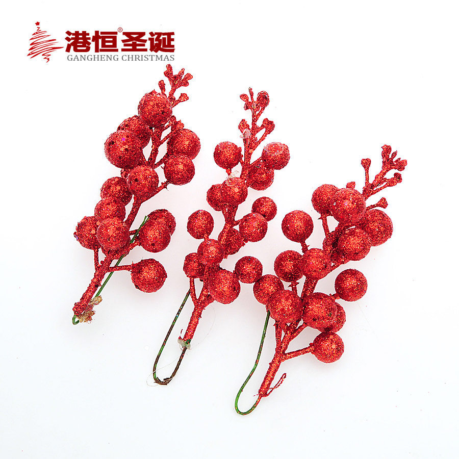 Decoración para Árbol de Navidad, Frutas, Arreglo Navideño, Accesorios de Ratán, Polvo Dorado, Ramas de Cerezo Artificiales, Flores Secas al por Mayor