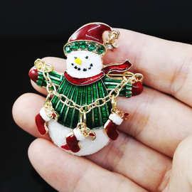 ebay卖通卖滴釉珐琅胸针雪人胸针镶钻胸花圣诞节礼物饰品批2497