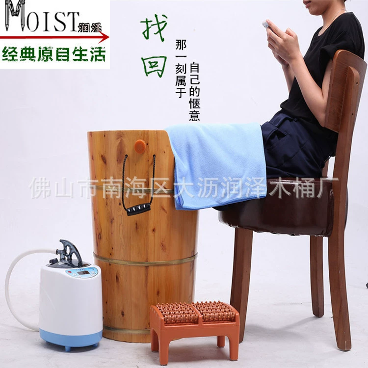 Рождествительно Cedar wood fumigation barrel multi-purpose gynecological fumigation barrel heightened foot bath barrel steam heating foot wash basin