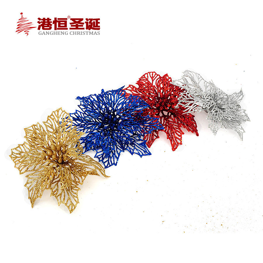 Hong Kong Heng árbol de Navidad decoraciones 14cm pegajoso Rosa hueco lentejuelas Flor de Navidad multi-color opcional 10g