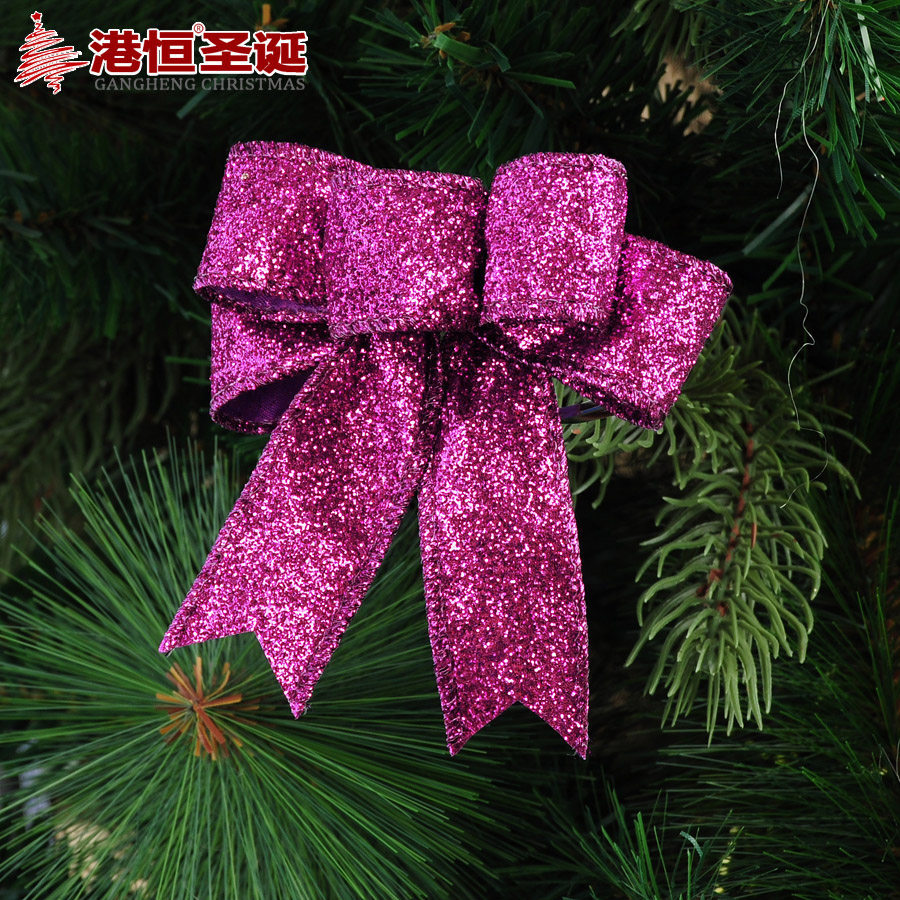 10cm decoración de Navidad arco brillo Rosa arco decoraciones de vacaciones árbol de Navidad colgante arco