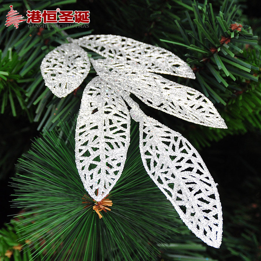32cm oro rosa Navidad flor hueco hojas de Navidad árbol de Navidad Arreglo de La Flor accesorios de bricolaje artificial flor falsa flor