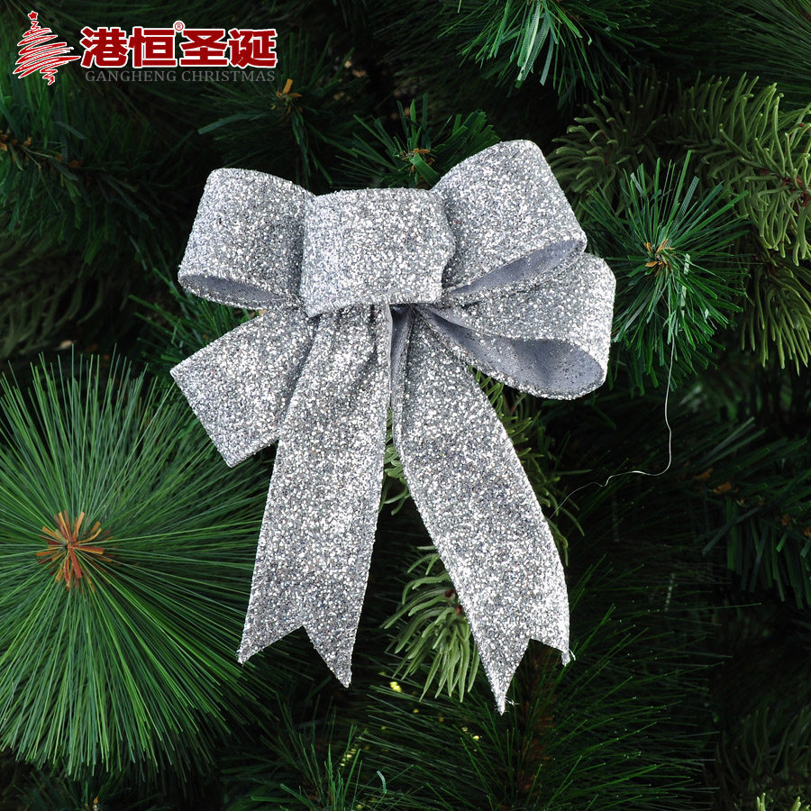 10cm decoración de Navidad arco brillo Rosa arco decoraciones de vacaciones árbol de Navidad colgante arco