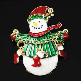 ebay卖通卖滴釉珐琅胸针雪人胸针镶钻胸花圣诞节礼物饰品批