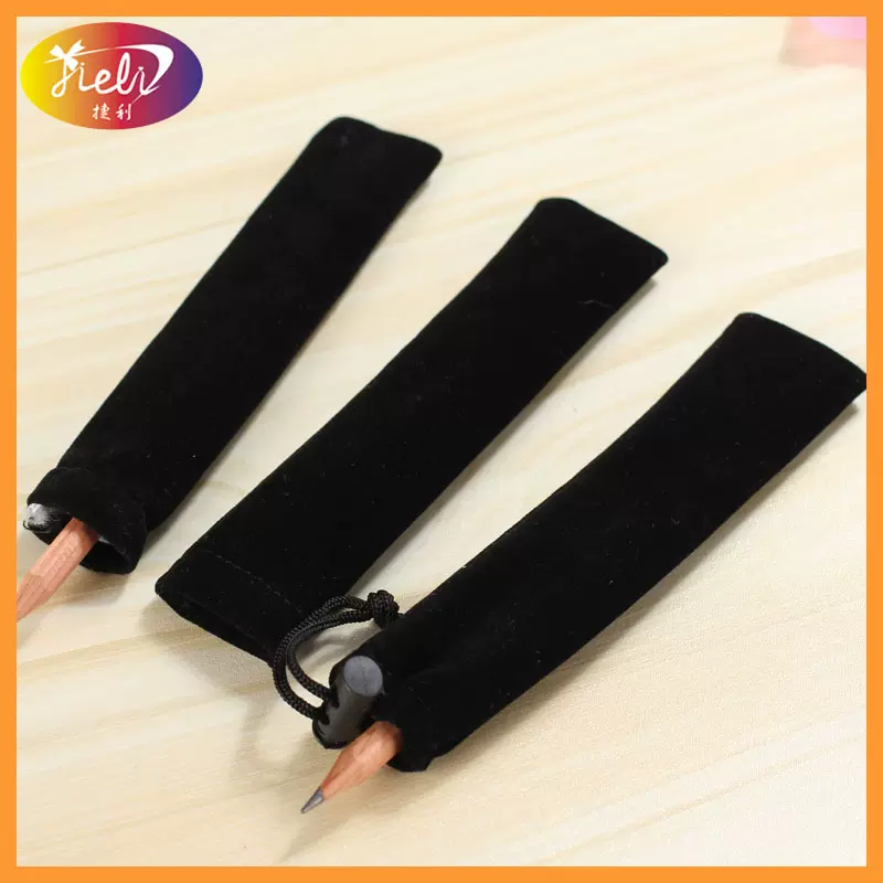 厂家专业批发环保抽绳6*16cm束口双面绒布笔袋丽丝绒