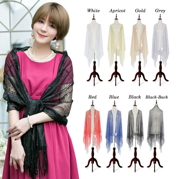 Socialite Lace Small Shawl Banquet Gown All-match Hot Drilling Long Shawl C88015