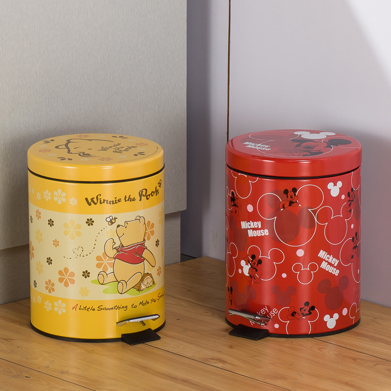 Creative Household Stainless Steel Foot Trash Bin Living Room Bedroom Cartoon Cute Mini Children's Gift