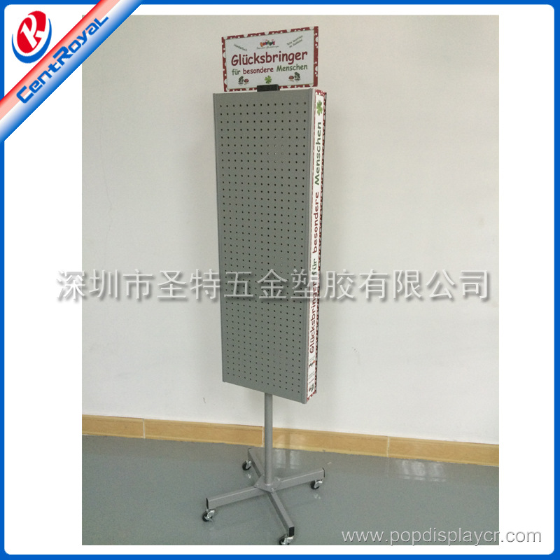 批量定 制生产厂家 专业货架工厂 带轮子金属加MDF洞洞板展示架