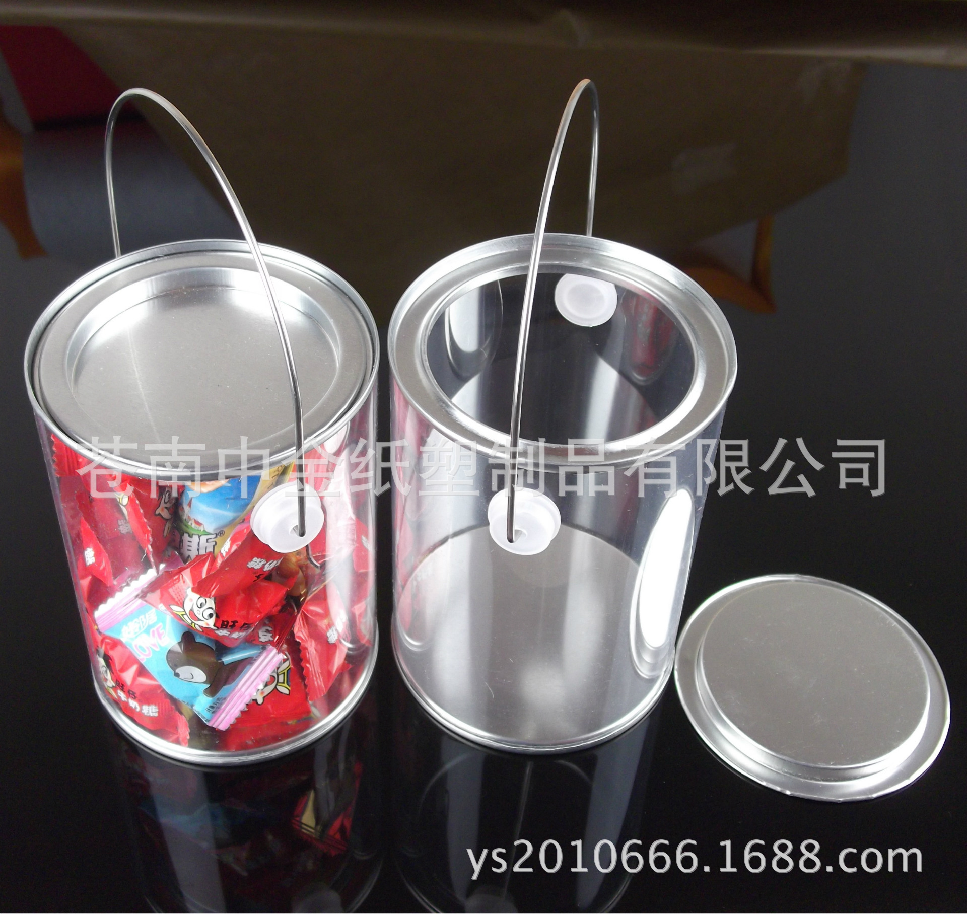 透明圆筒包装罐PVC圆桶金属盖透明PET圆筒Transparent cylinder