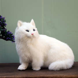 仿真猫咪波斯猫皮毛动物仿真猫手工艺品家居摆件一件代发