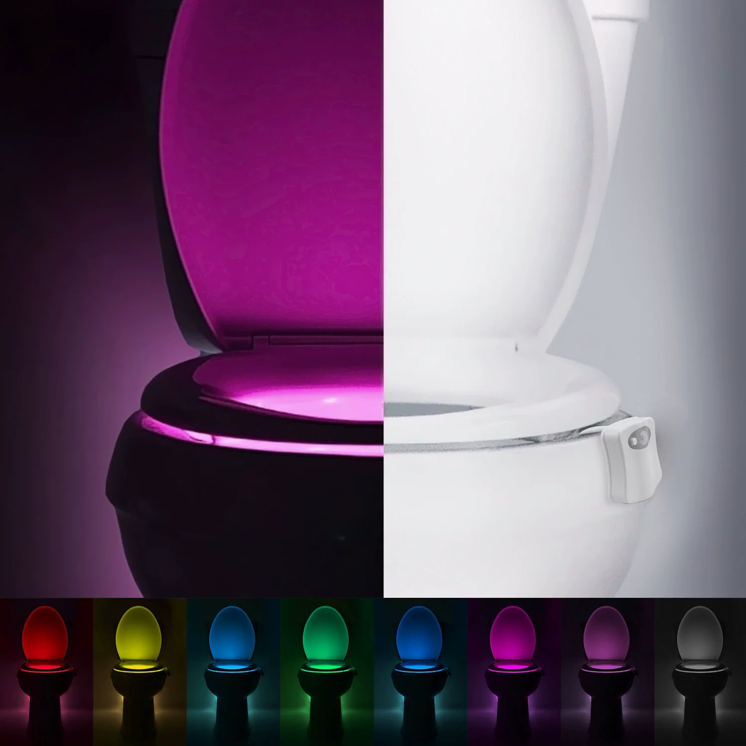 Creative toilet, induction night light, 16 colors, wholesale