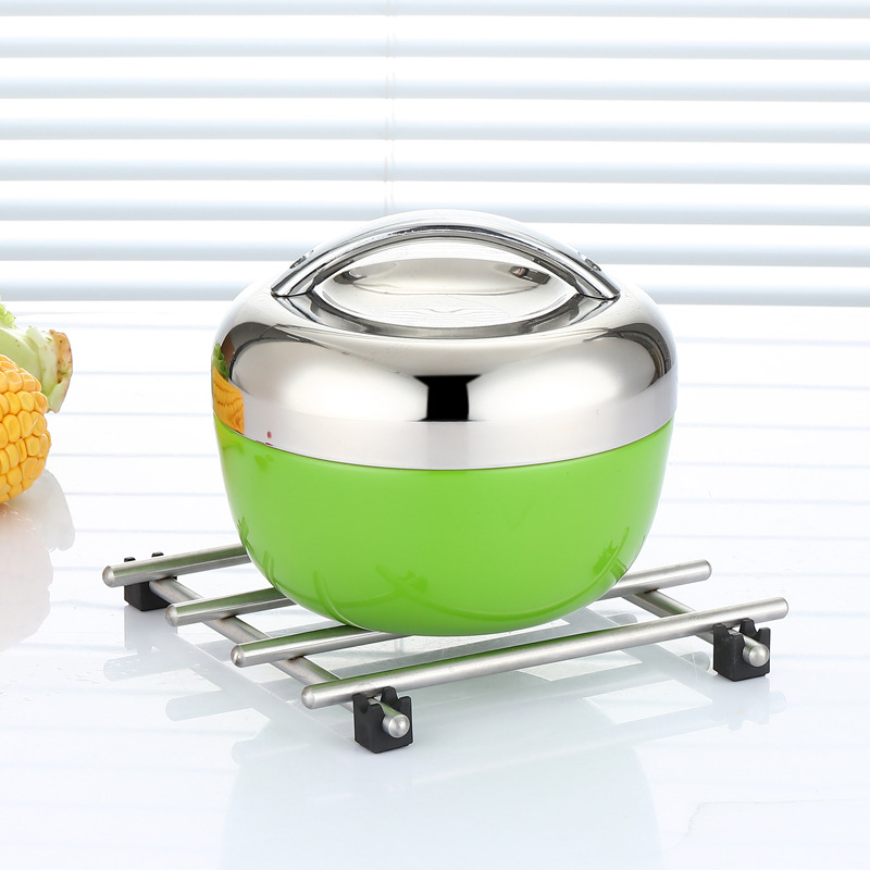 Caja de almuerzo aislada de acero inoxidable Caja de almuerzo práctica aislada de doble capa Caja de almuerzo de manzana portátil de múltiples capas Regalo LOGO