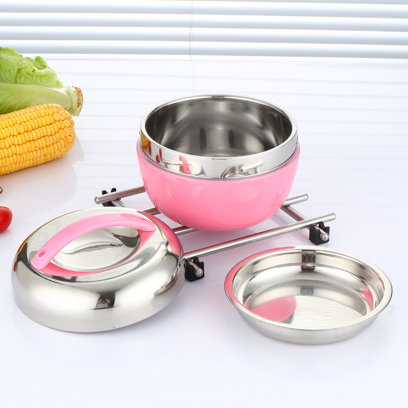 Caja de almuerzo aislada de acero inoxidable Caja de almuerzo práctica aislada de doble capa Caja de almuerzo de manzana portátil de múltiples capas Regalo LOGO