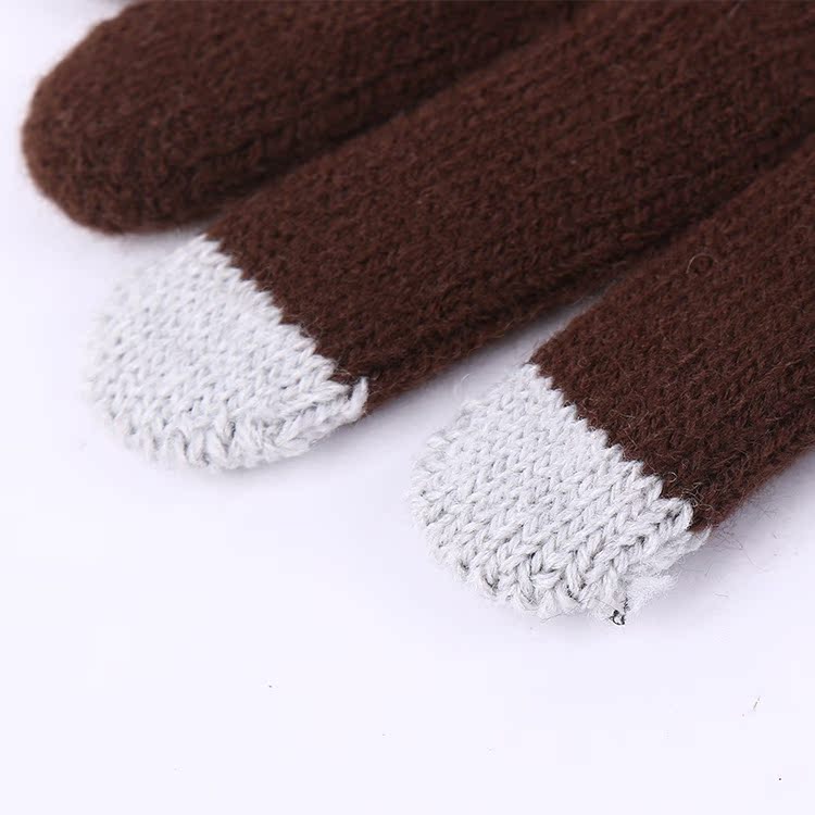 Estilo coreano jacquard copo de nieve Guantes Térmicos de los hombres guantes de punto guantes de la pantalla táctil al aire libre guantes de cuero