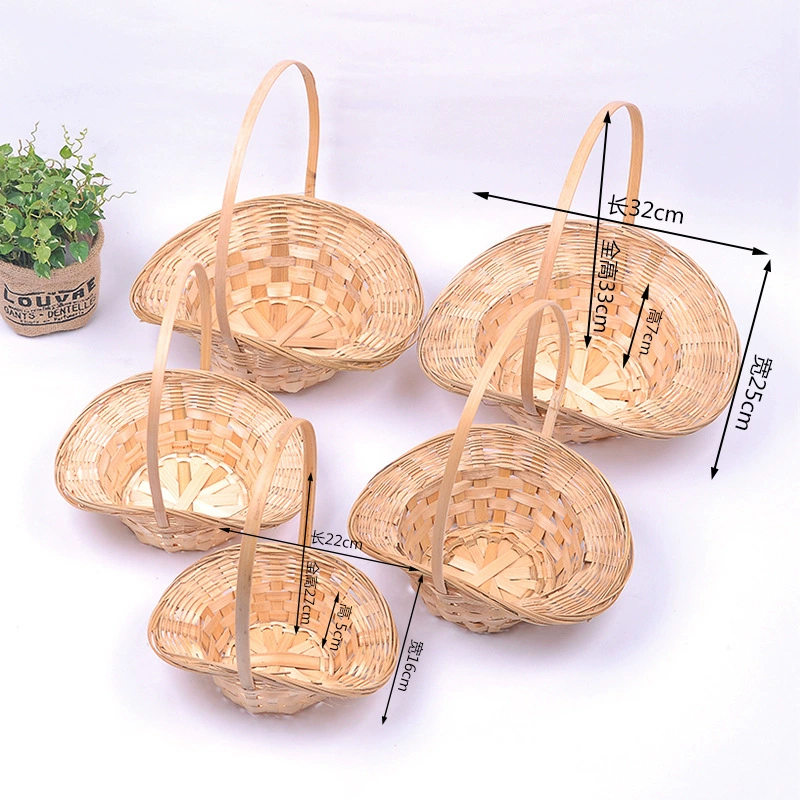Бамбуковая плетеная корзина Ручная плетеная корзина Маленькая бамбуковая корзина Подарочная коробка Фруктовая упаковочная корзина для хранения Бамбуковая корзина E18