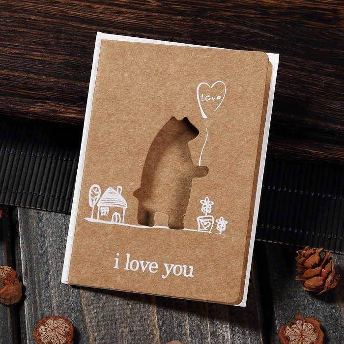  Retro leather postcard with laser, cards, Birthday gift, wholesale