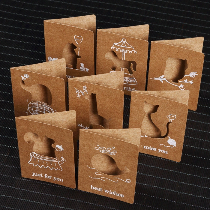  Retro leather postcard with laser, cards, Birthday gift, wholesale