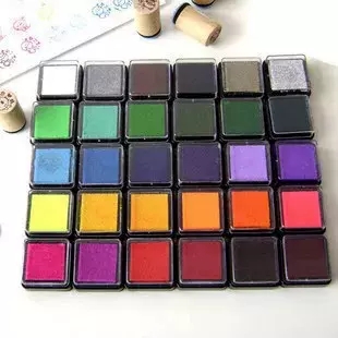 批发红色小印台正方形透明印章手账多色印泥创意彩色儿童玩具印盘