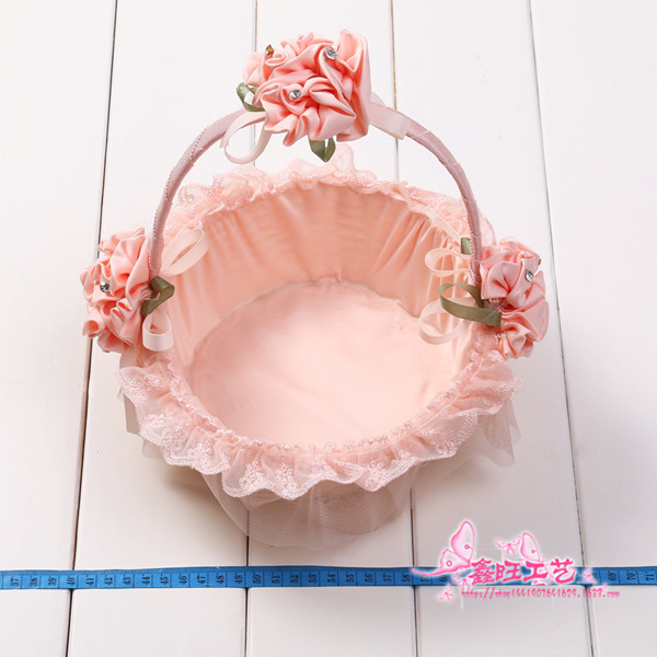 Cesta de flores de boda portátil Ratán tejido azul flor niña cesta de almacenamiento de flores cesta de flores portátil cesta de pétalos Coreanos