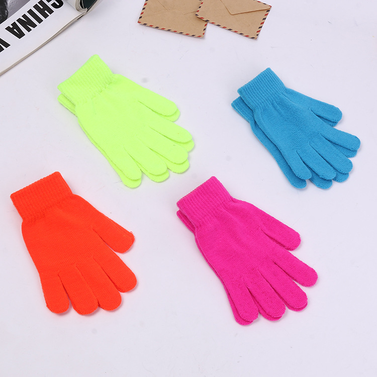 solid color keep warm knitted magic gloves for adults