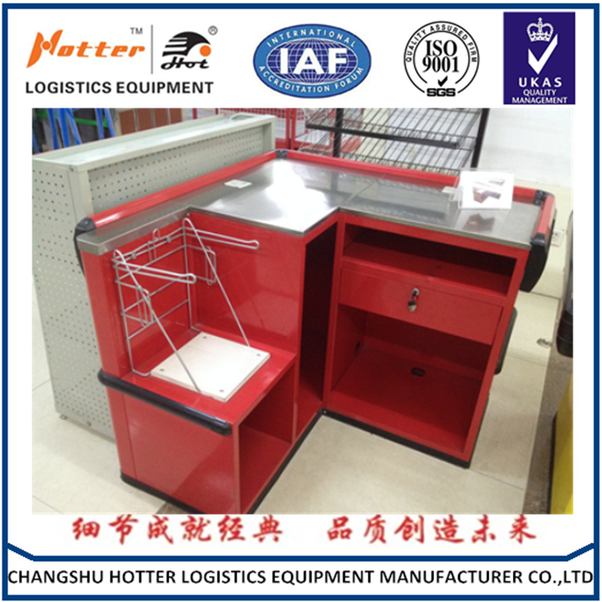 红色收银台 特价促销单人收银台超市专用收银台 批发小型前台收银