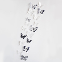 外贸18只套装3d墙贴款随意贴儿童房卧室背景墙装饰贴立体蝴蝶